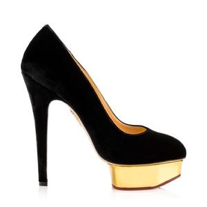 NIB Charlotte Olympia Suede Dolly Pump Black 40